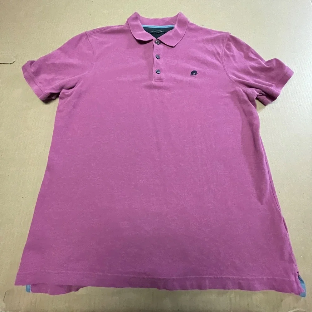 Banana Republic Men's Large L Polo Shirt Mauve Pink Embroidered Elephant